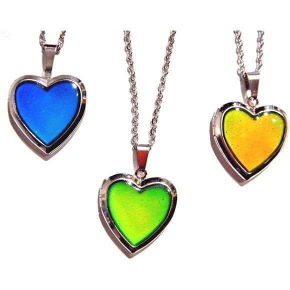 Color-Changing Glitter Heart Locket Necklace - Picture 3 of 4